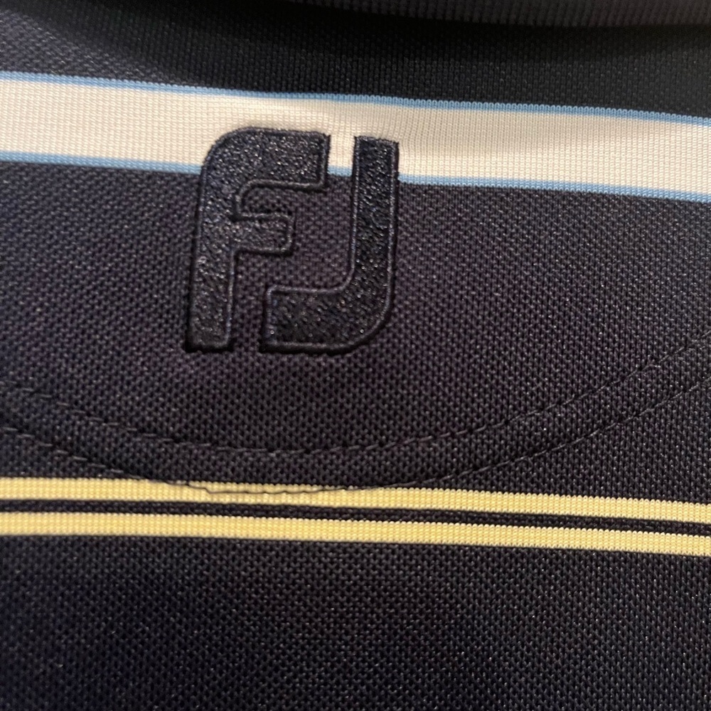 FootJoy Blue and White Striped Polo Shirt - Picture 4 of 5